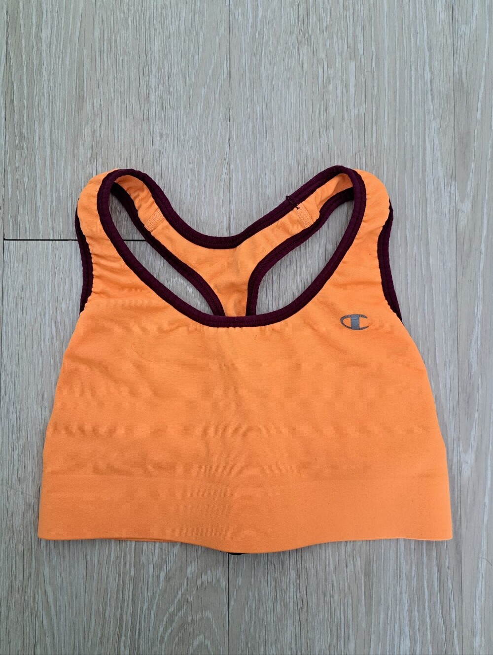 Champion Orange Racerback Sports Bra with Purple Trim Sz XS